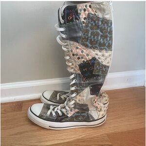 RARE Converse Knee High XXHI Patchwork sneaker Women's S6 UNIQUE & CUTE VINTAGE